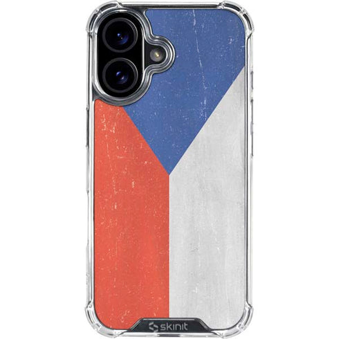 Czech Republic Flag Distressed iPhone 16 Clear Case